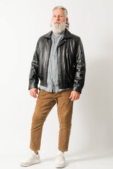 super leichter Herren Lederblouson Bundjacke aus Lammnappa in schwarz unwattiert