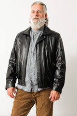 super leichter Herren Lederblouson aus Lammnappa in schwarz unwattiert