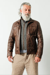 Kurze Herren Lederjacke Lammnappa, viele Taschen, rausnehmbares Kragenteil, leicht wattiert