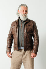 Kurze Herren Lederjacke Lammnappa, viele Taschen, rausnehmbares Kragenteil, leicht wattiert