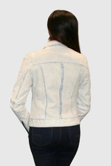 Sportliche Damen Biker-Lederjacke offwhite