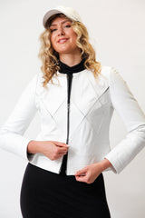 Kurzer leichter Damen Lederbolero weiß aus Lammnappa