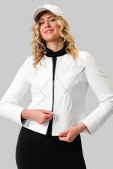 Kurzer leichter Damen Lederbolero weiß aus Lammnappa