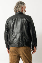 Kurzer Herren Lederblouson als Übergangsjacke aus Lammnappa in schwarz