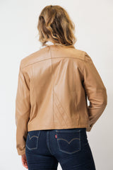 Kurzer Sommer Damen Lederbolero aus Lammnappa kragenlos in Honig