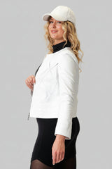 Kurzer Sommer Leder Bolero Weiß aus super Lammnappa ohne Kragen