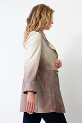 längere Damen Lederjacke aus Ziegennappa Nappato mit Farbverlauf ohne Wattierung