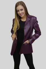 Damen Lederblazer lang