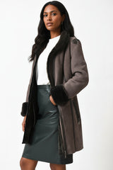 echte gewachsene Damen Lammfelljacke mit Reißverschluss aus Merinofell, Einschubtasche