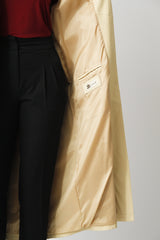 Damen Ledermantel Lammnappa in Vanille mit Volllederkapuze abtrennbar