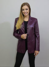 Damen Lederblazer lang