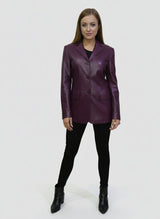 Damen Lederblazer lang