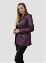 Damen Lederblazer lang