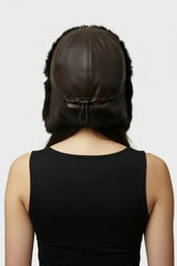 Leder Kaninchen Mützen mit Ohrenklappen