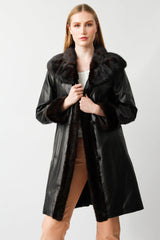 Eleganter Damenkurzmantel mit Kragen in dunkel braun