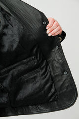 Damen Leder Blazer schwarz