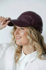 Leder Base Caps Lammnappa Bordo