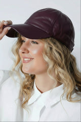 Leder Base Caps Lammnappa Bordo