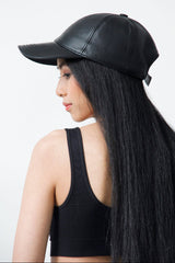 Leder Cabrio Base Cap in schwarz