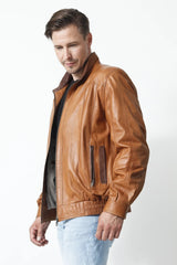 Hrren kurze Lederjacke cognac Taschen