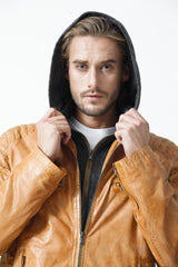 kurze leichte Hrren Lederjacke braun