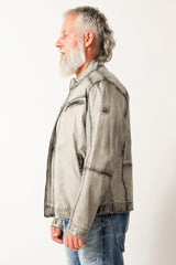 Dünne leichte Herren Lederjacke Lammnappa in hell Grau Vintage Optik