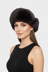 Leder Kaninchen Mützen mit abnehmbaren Ohrenklappen