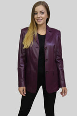 Damen Lederblazer lang