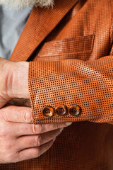 Herren Ledersakko Mais aus Lammnappa perforiert ohne Quernaehte als Zweiknopf