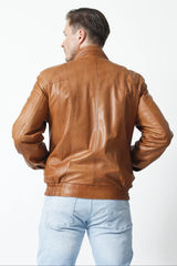 große Herren Lederjacken cognac Blouson Leizig