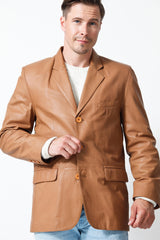 Leder-Sakko-Herren drei Knöpfe