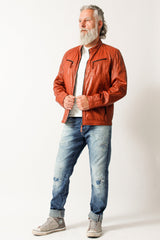 echte kurze Herrenlederjacke aus-Lammnappa, viele Taschen