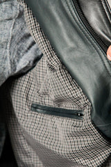 Kurze Herren Lederjacke mit leichter wattierung aus Lammnappa Petrol schwarz