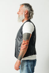 Klassische Herren Lederweste aus Lammnappa in dunkel blau ungefüttert