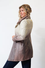 längere Damen Lederjacke aus Ziegennappa Nappato mit Farbverlauf ohne Wattierung