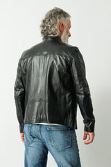 sehr dünne leichte Herren Lederjacke schwarz