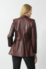 Figurbetonter Damen Leder Blazer aus feinstem Lammnappa in Bordo