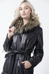 Top moderner Damen Parka in super Lammnappa Qualität schwarz