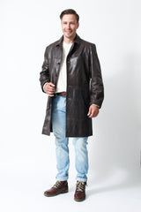 Herren Kurzmantel aus Lammnappa in Braun Vintage antik zum knöpfen