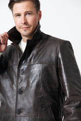 Herren Kurzmantel aus Lammnappa in Braun Vintage antik zum knöpfen