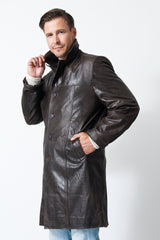 Herren Kurzmantel aus Lammnappa in Braun Vintage antik zum knöpfen