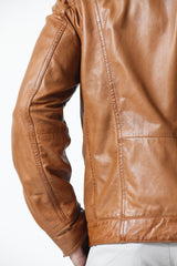 Herren Lederjacke in Lammnappa in cognac vintage look mit Brusttaschen