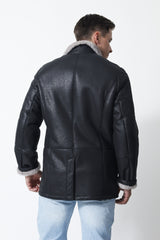 Herren-Lammfelljacke-Christ-Leder Schmidt Online-dunkel Anthrazit-Stehkragen-Brusttasche-Leipzig