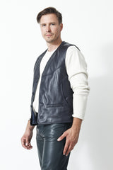 Sportliche Herren Weste in 1A Lammnappa mit vielen Taschen