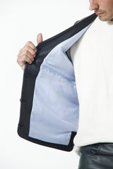 Herren Weste in Lammnappa Marineblau mit Knöpfe und viele Taschen