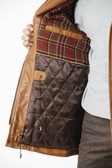 Herren Leder Parka aus Lammnappa in cognac vintage Look