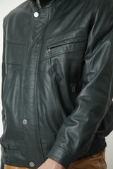 Kurzer Herren Lederblouson als Übergangsjacke aus Lammnappa in Petrol