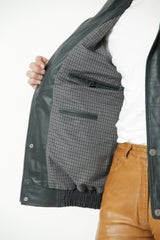 Kurzer Herren Lederblouson als Übergangsjacke aus Lammnappa in Petrol