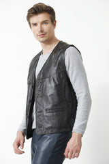 Praktische Herren Freizeit Weste in Lammnappa Texas Braun mit Innentaschen, Leder Schmidt Online