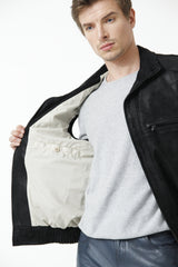 Sportive Herren Porcleder Weste geschliffen in schwarz mit viele Taschen